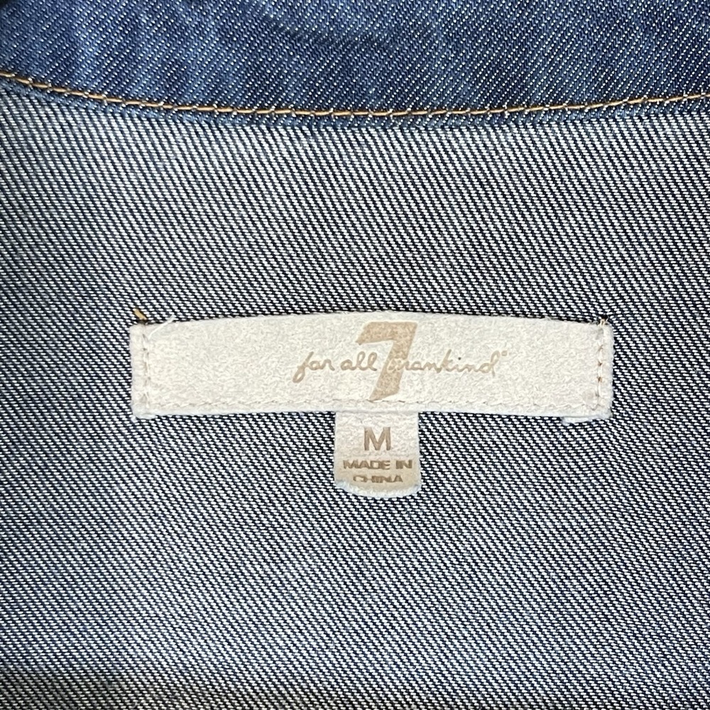 7 For‎ All Mankind Chambray Dress Womens M Long Sleeve Western Coastal Cowgirl - Picture 2 of 8